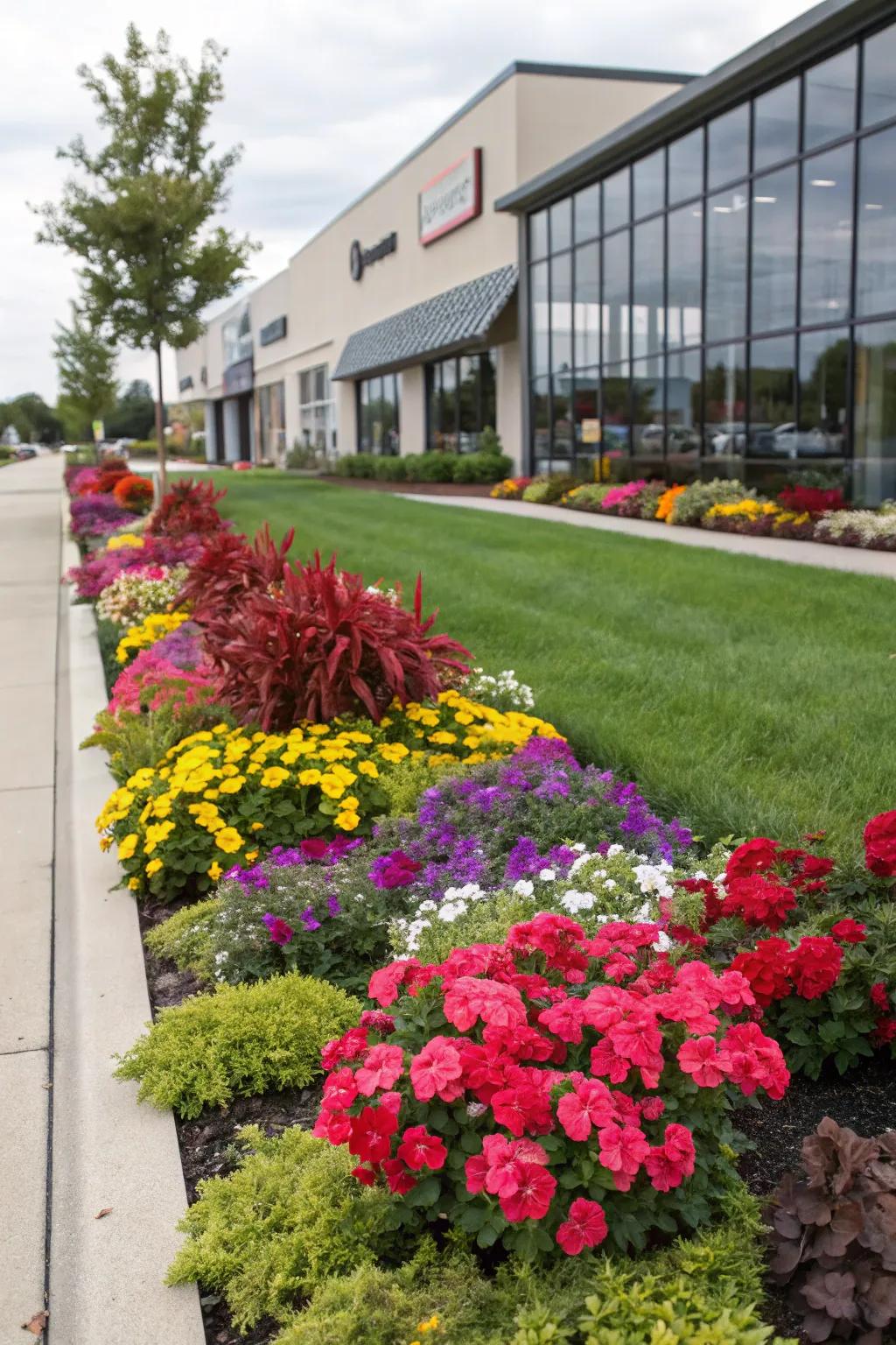 Flower beds add color and vitality to commercial landscapes.