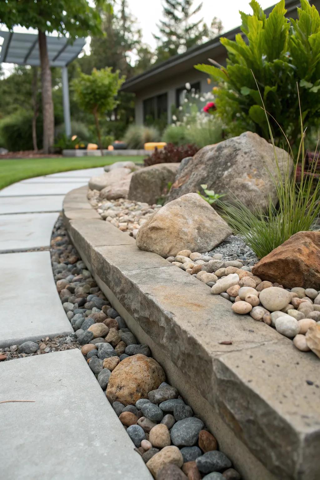 Introduce texture with rock and pebble highlights.