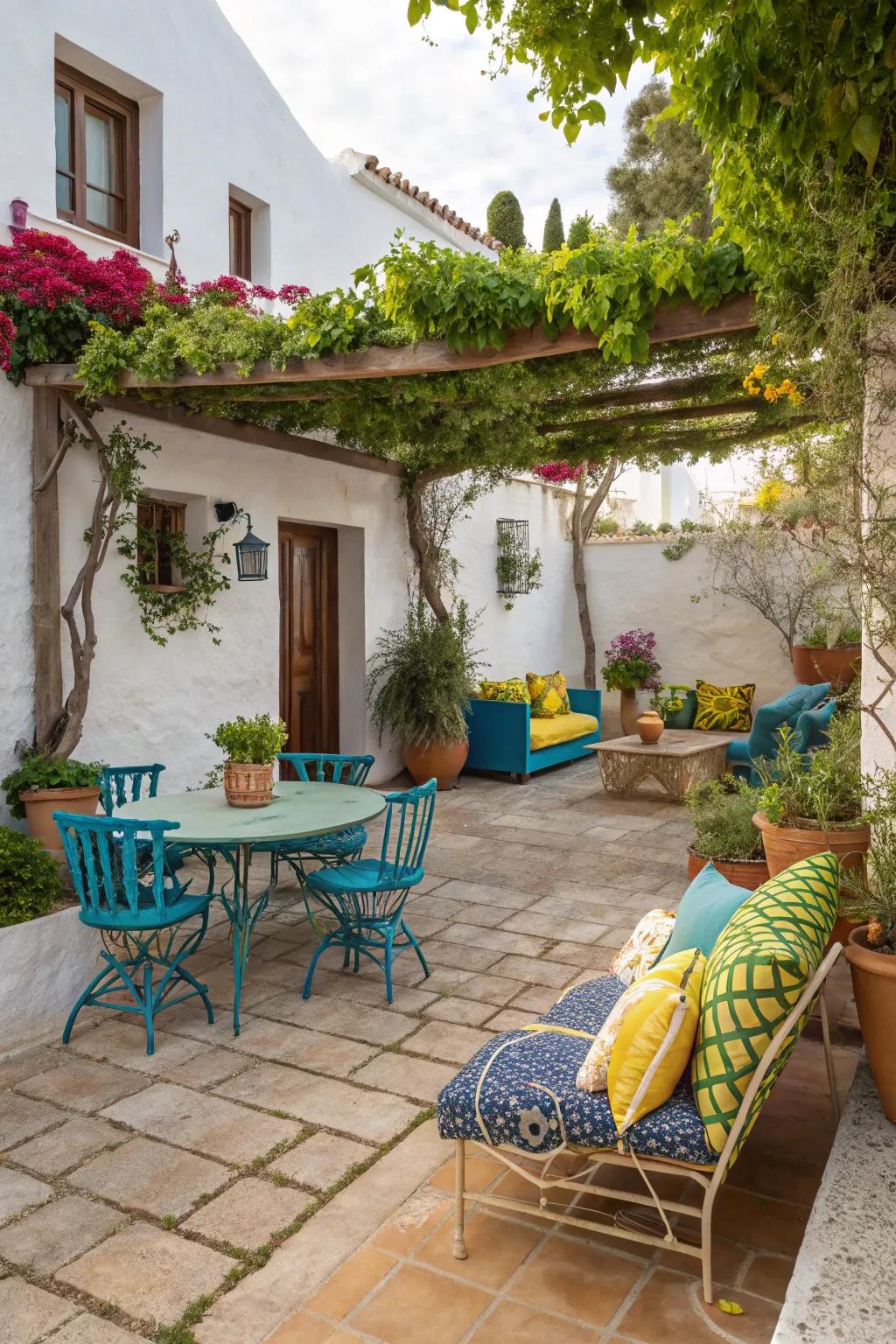 Convey Mediterranean warmth using terracotta-hued blocks.