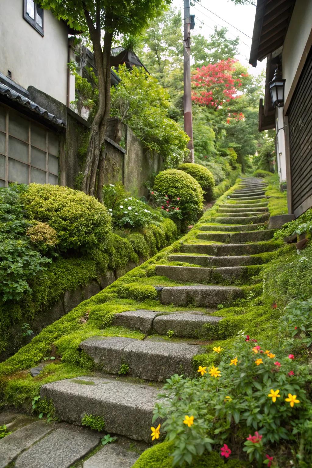 Greenery lifts the natural charm of concrete.