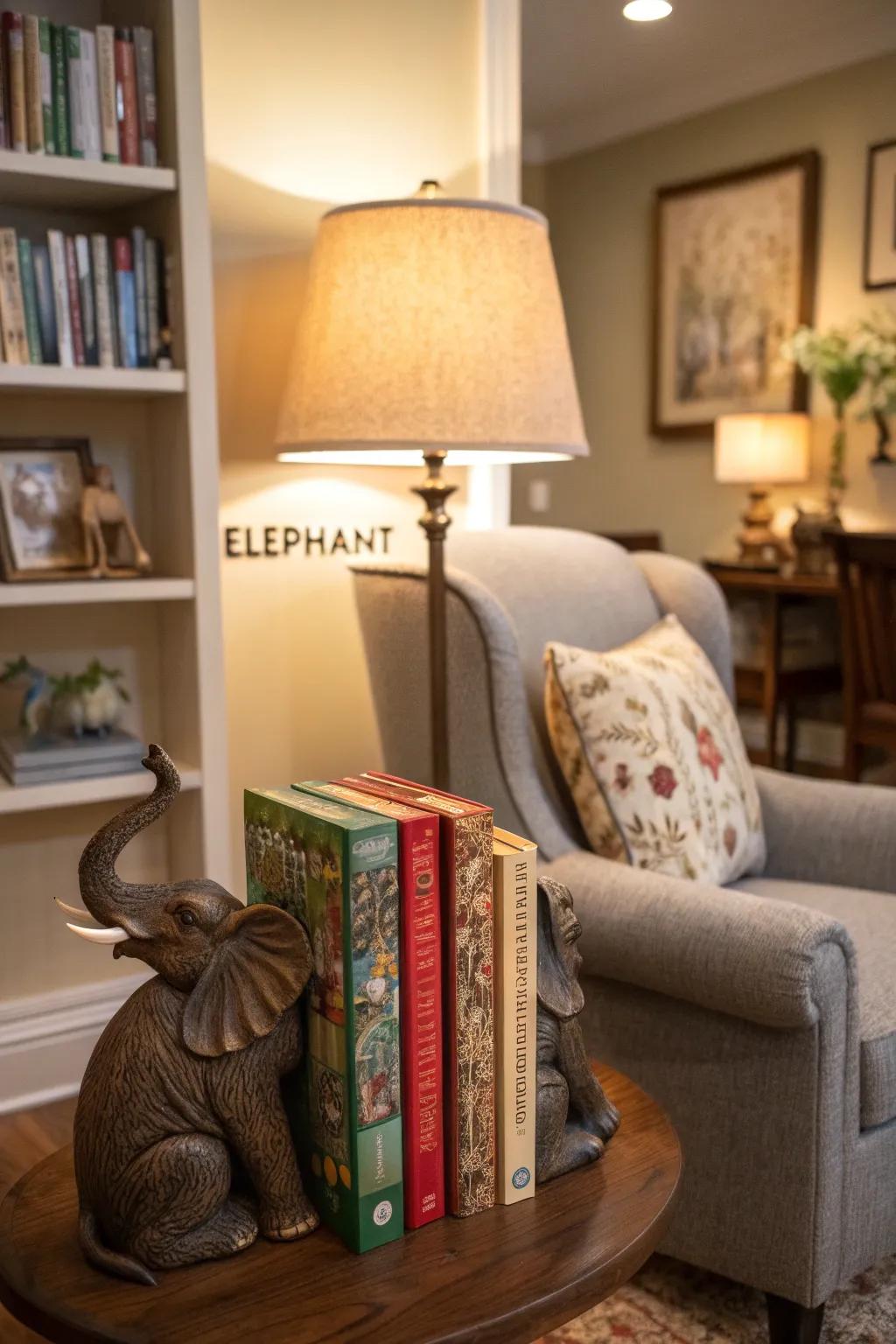 Charming elephant bookends perfect for adding personality