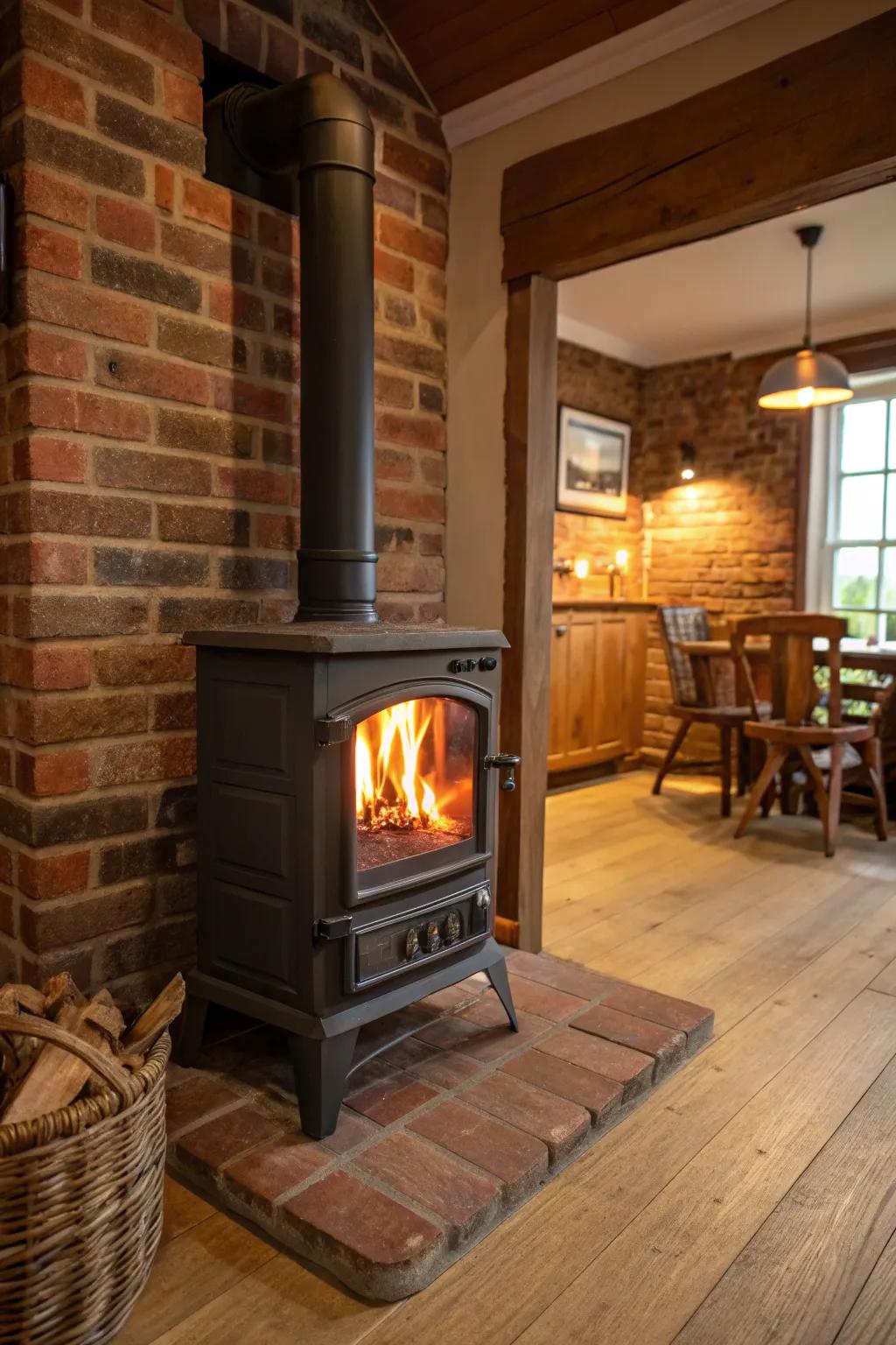 Brick surrounds offer a perennial charm for your heat source.