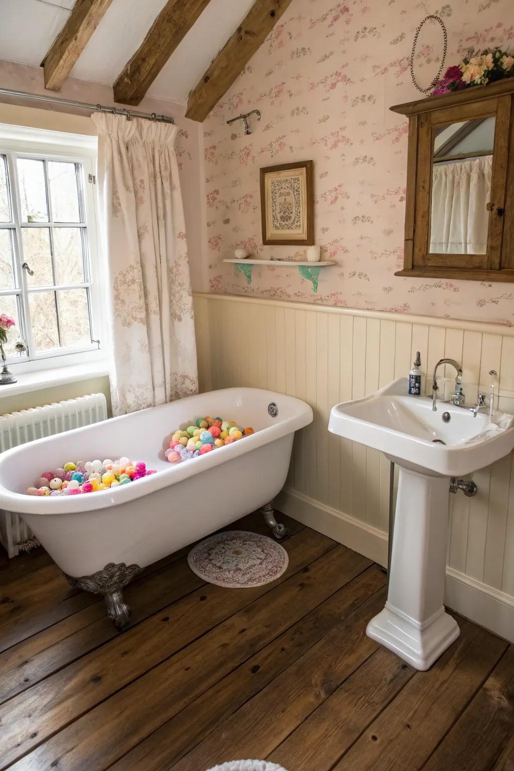 Classic fixtures lending charm to a cottage bathroom