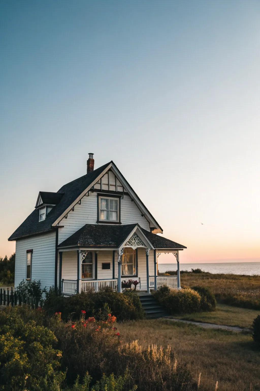 A pitched roof imbues a cottage exterior with enduring elegance.
