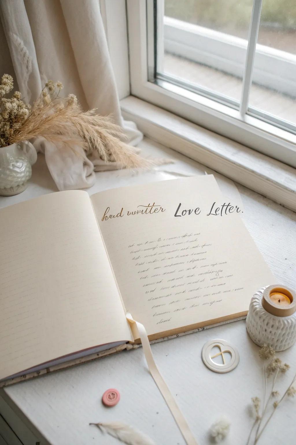 Capture the essence of affection with timeless, handwritten letters within your scrapbook.