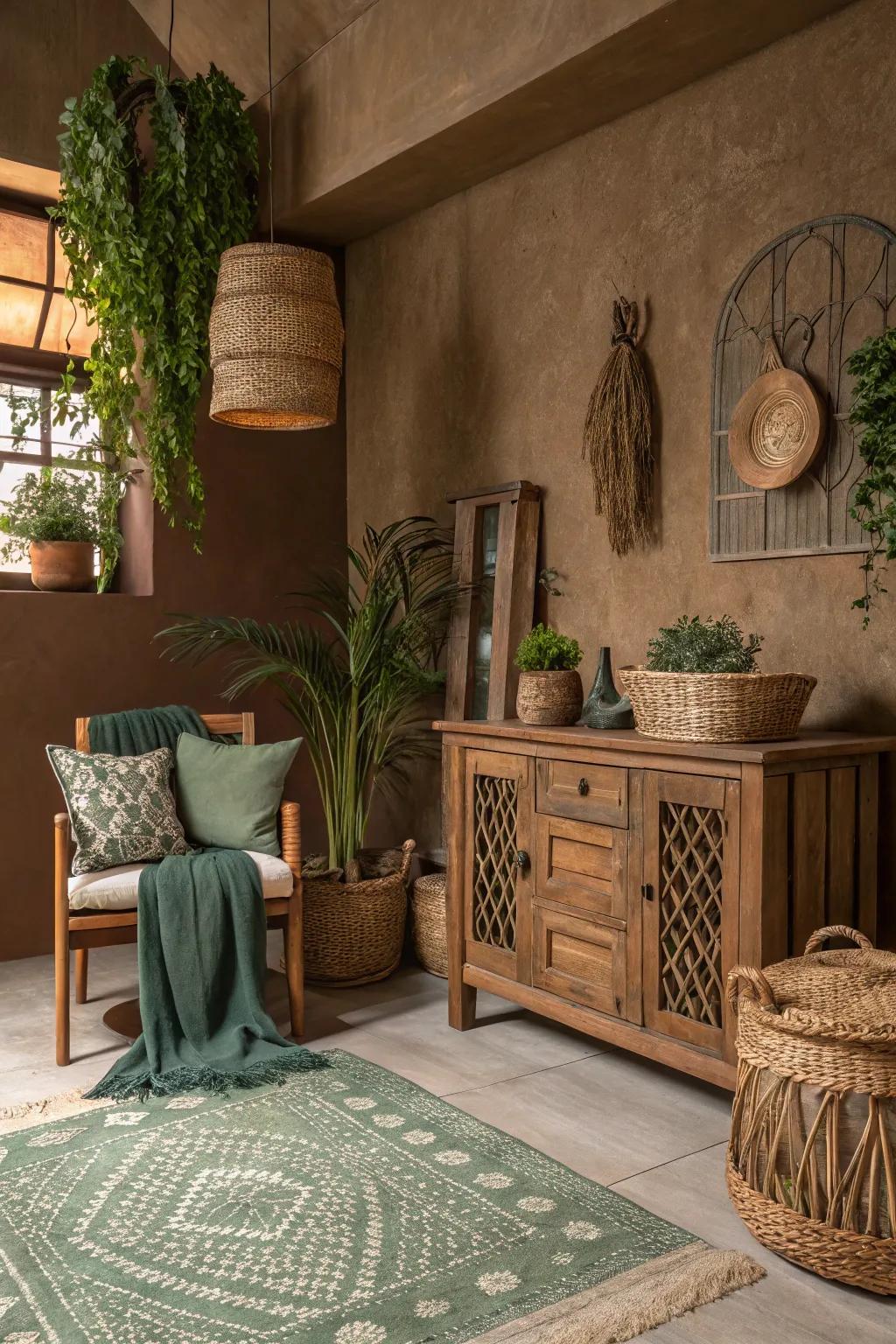 Natural colors offer a peaceful base for a cozy room.