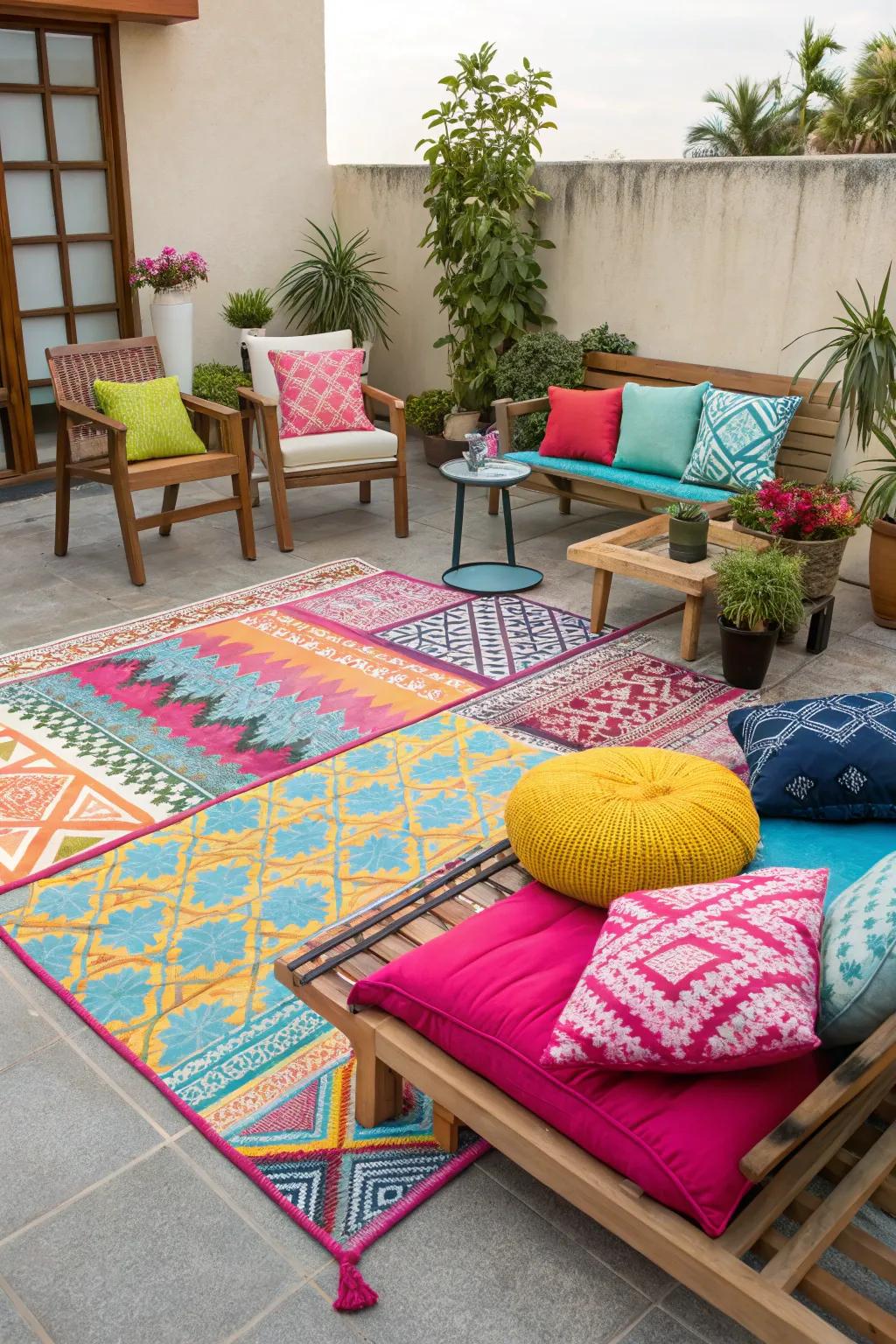 Textiles contribute comfort and individuality to your patio.