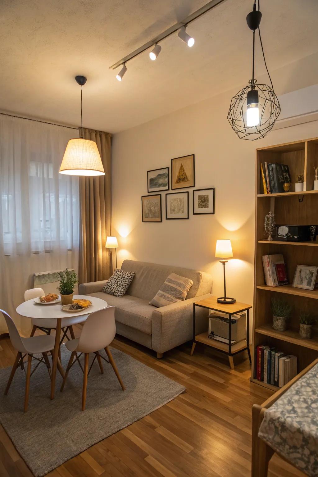 A cozy ambiance created through soft lighting.
