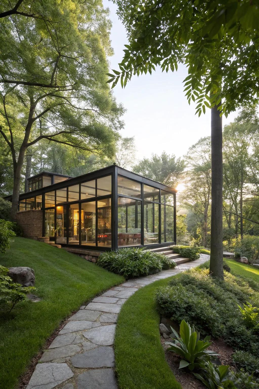 A glass house that presents magnificent views and a robust link to nature.