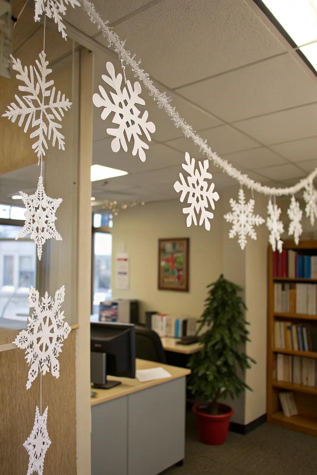 Handcrafted ice crystal chain adds a hint of winter to your workspace.