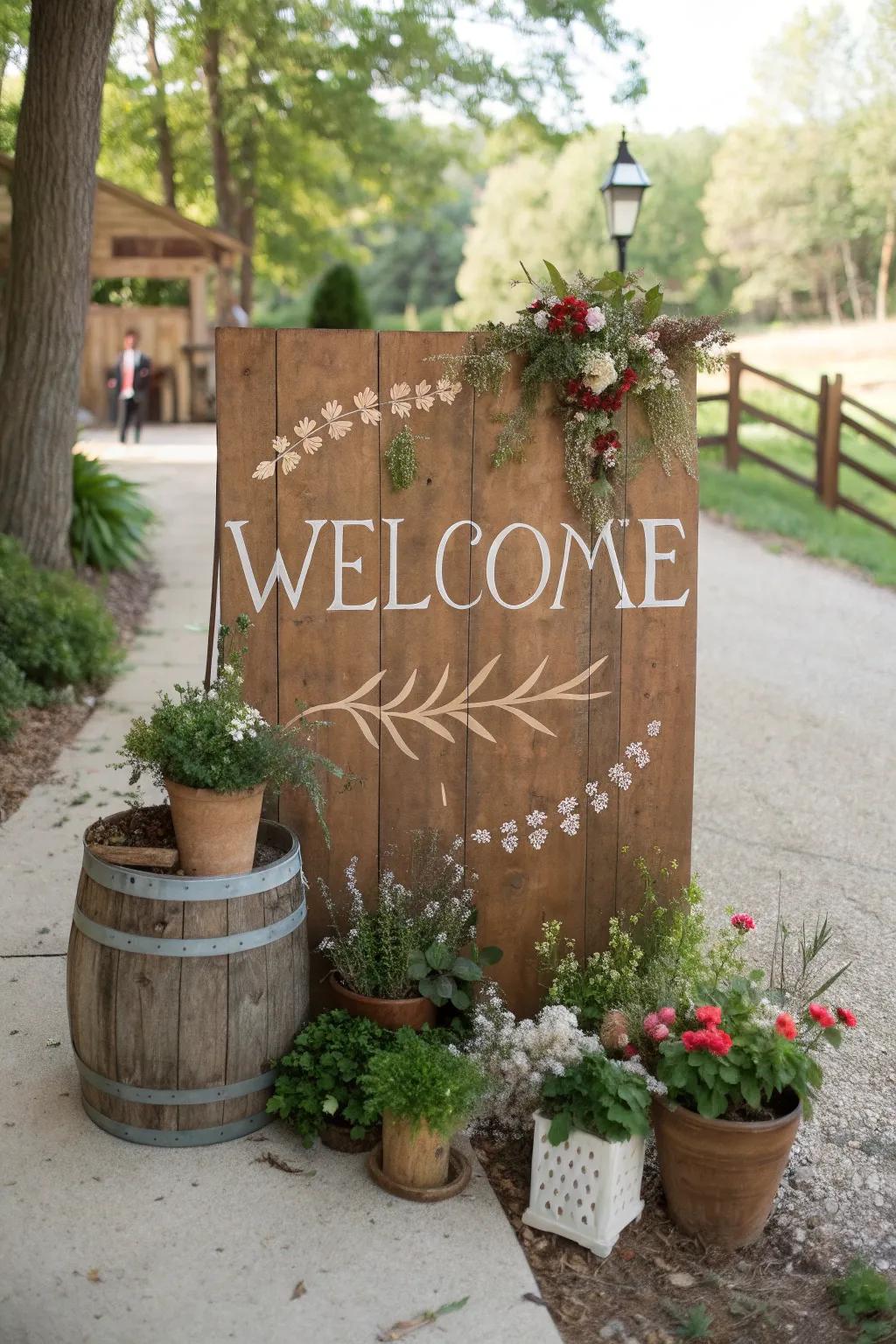 Rustic wooden boards bring a comfy, vintage atmosphere to any entrance.