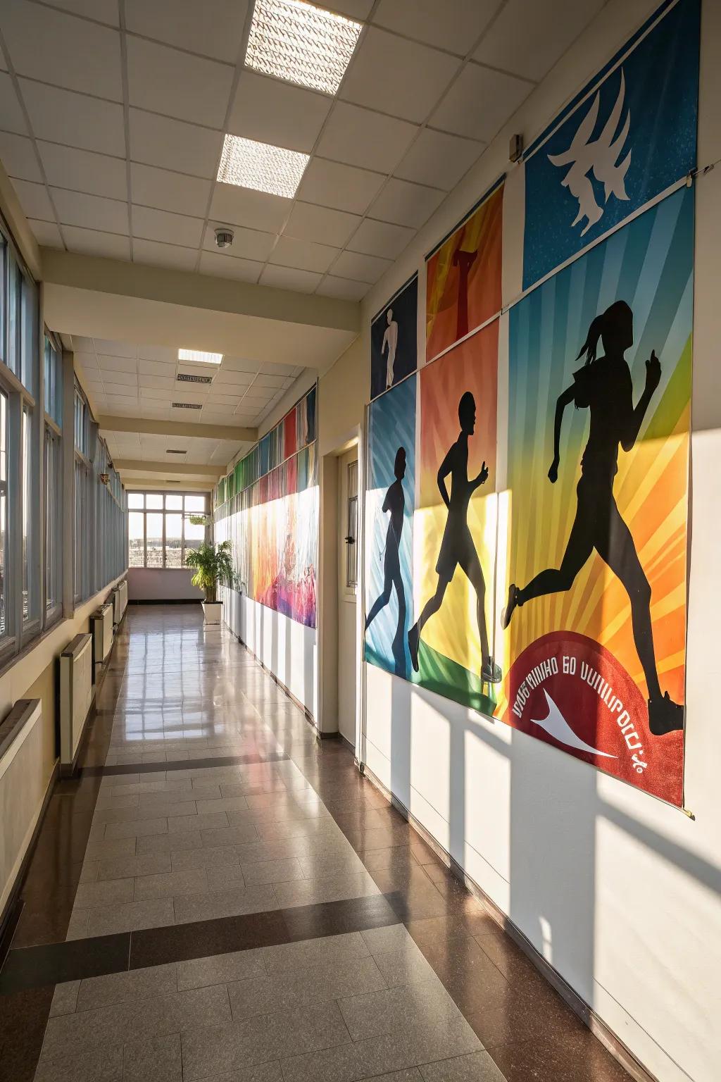 Dynamic runner shapes give a sense of motion to your design.