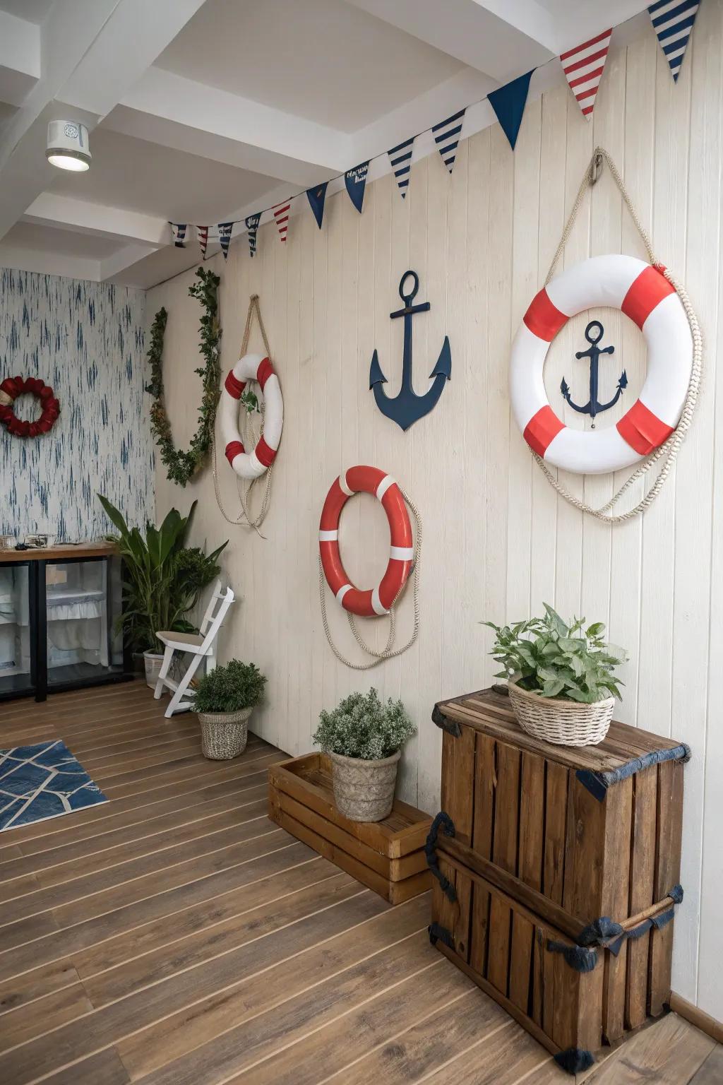 Lifebuoys and anchors contribute an element of adventure.