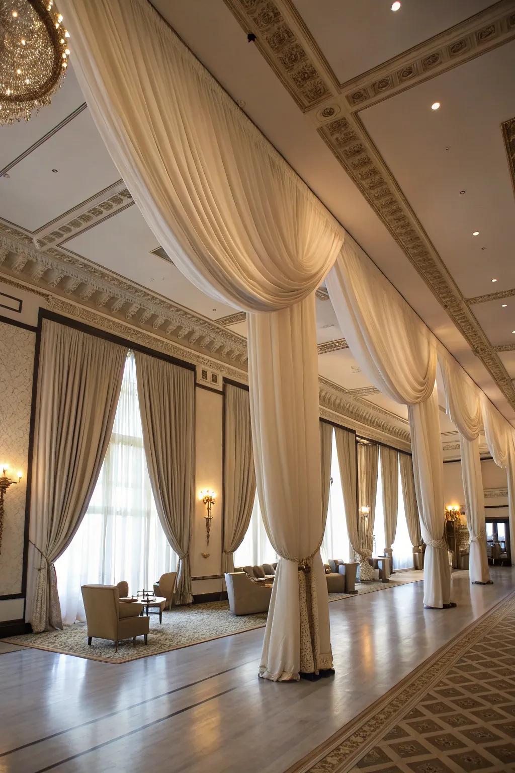 Extended length drapes amplify the majesty in any setting.