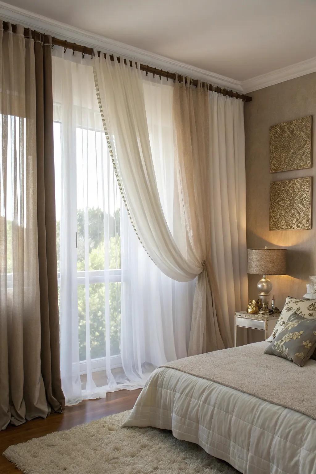 Layered drapes deepen the style of any space.