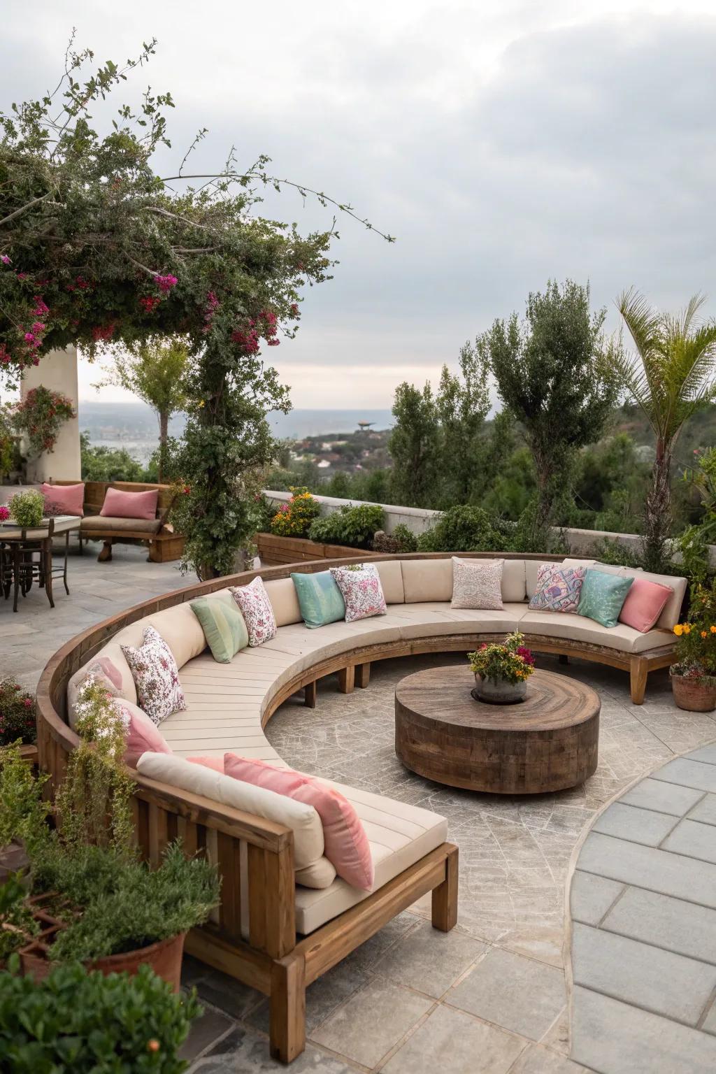 Comfy winding chairs on a patio, suited to ease and talk.