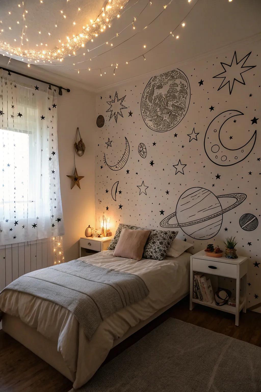 Heavenly components infusing a bedroom with a fanciful sensation.