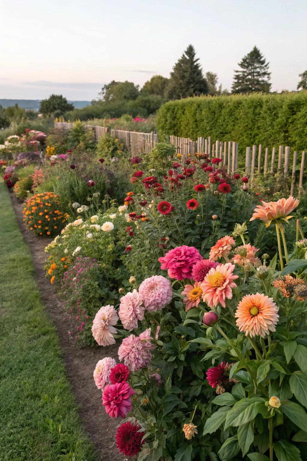 A lively assortment of sunburst blossoms and other garden favorites.