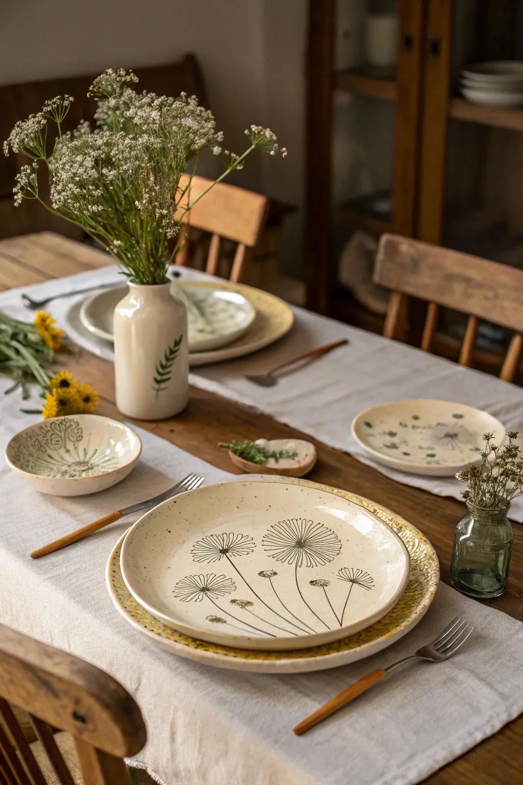 Patterned dinnerware elevates your dining moments.