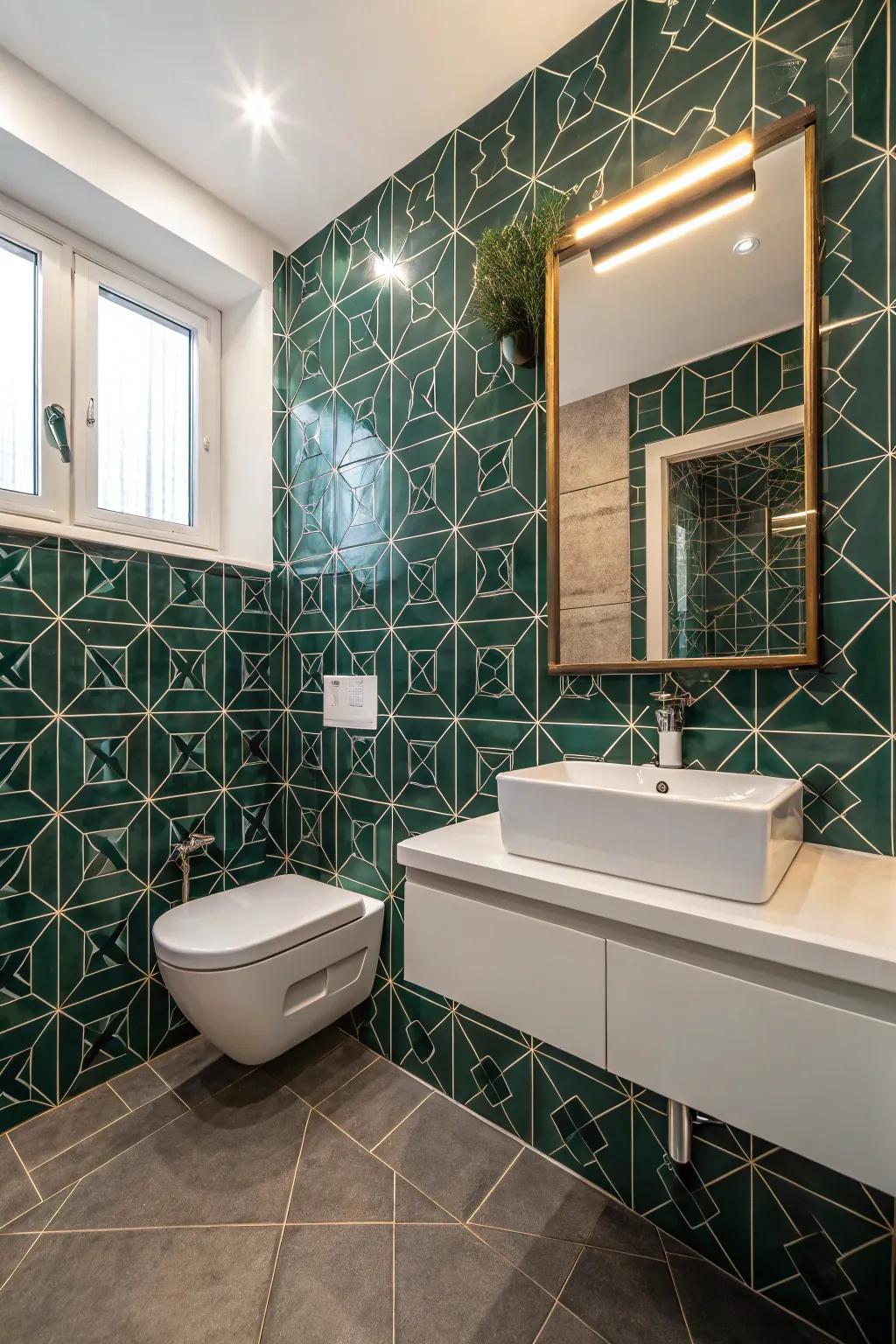 Patterned tiling brings a dynamic twist to the design.
