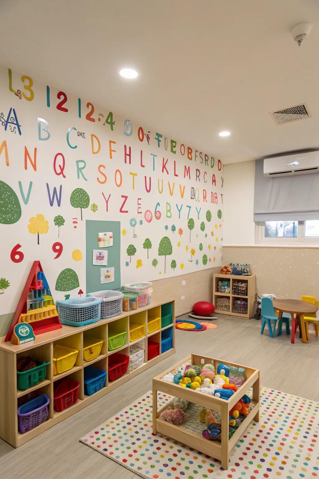 A learning background with letters and numbers wallpaper.