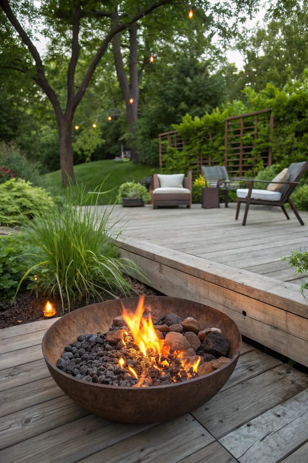 Incorporate your hearth with nature by using a recessed design for a smooth style.