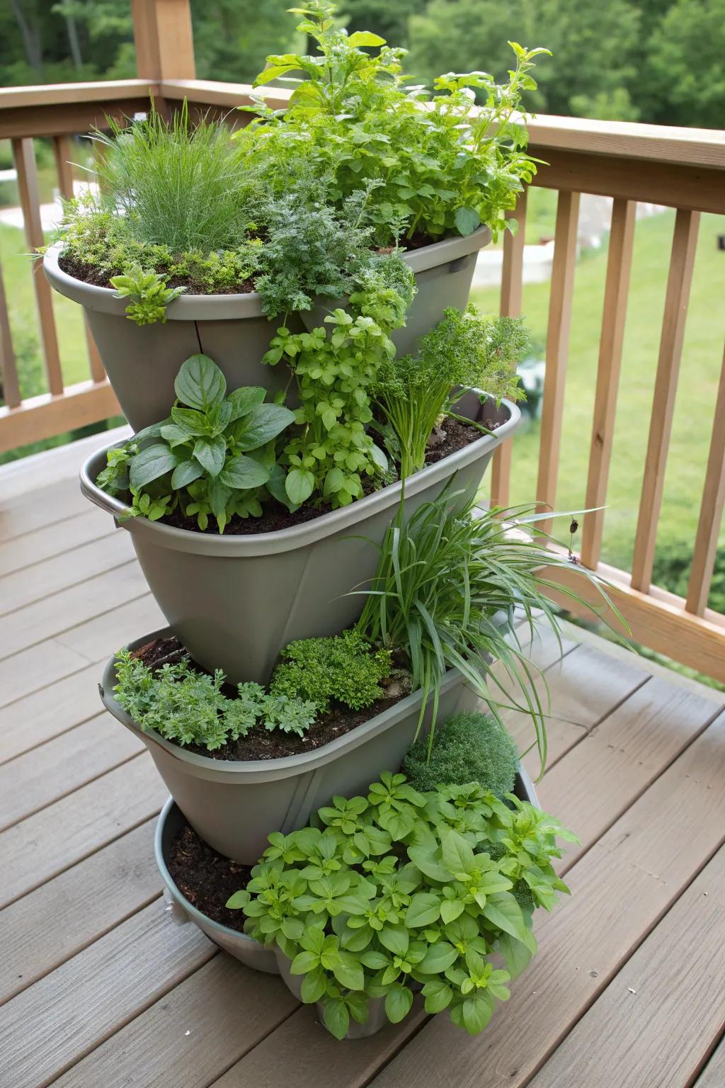 Layer your herbs to make a vibrant, high-rise garden.