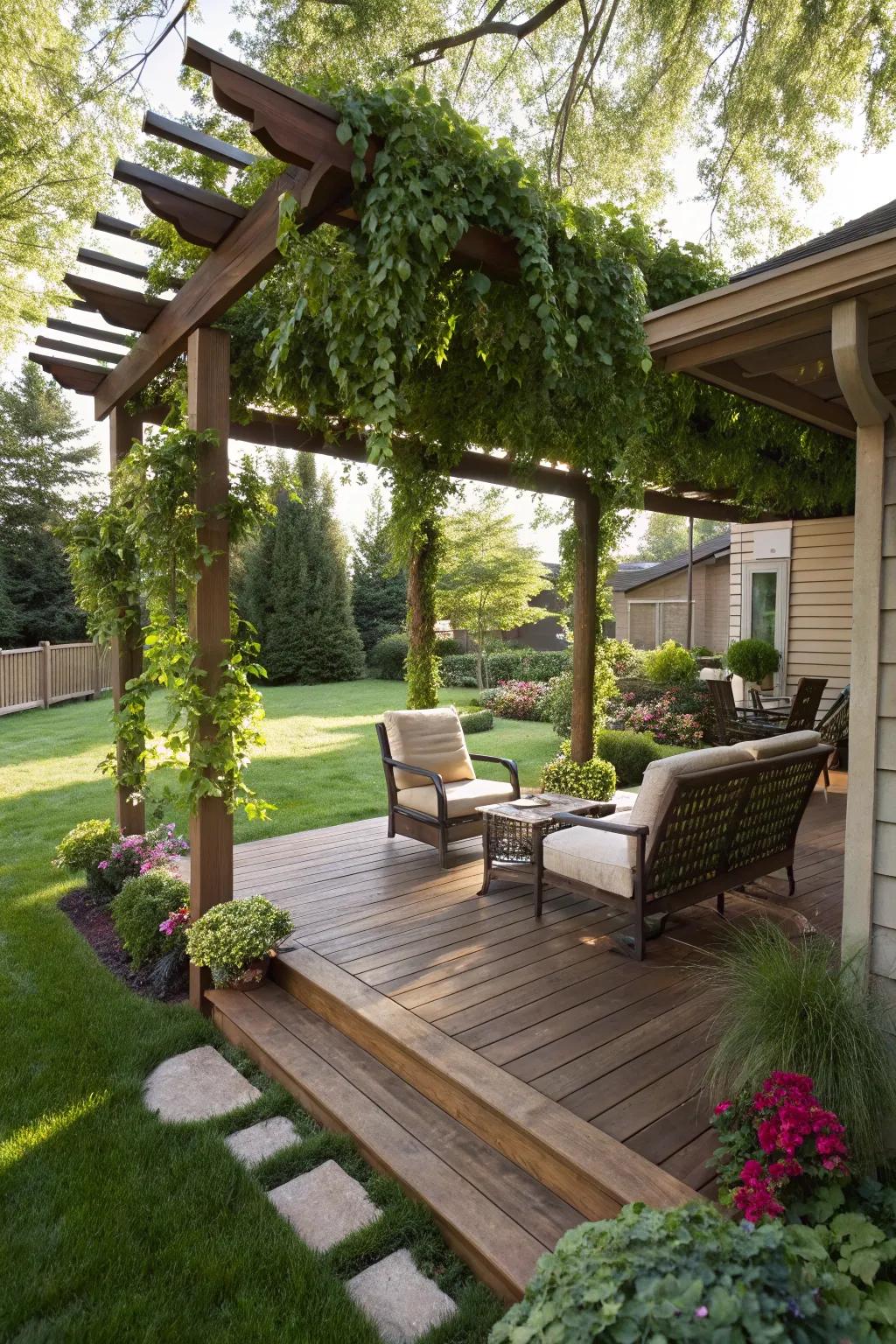 A pergola enhances your outdoor space with style and shade.