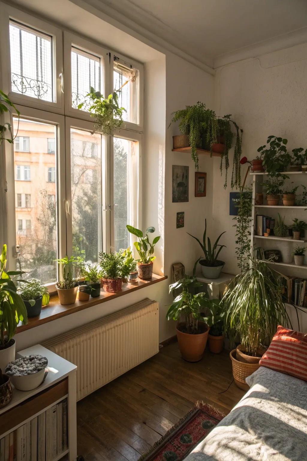 Plants introduce vibrancy and a hint of the outdoors to any limited space.