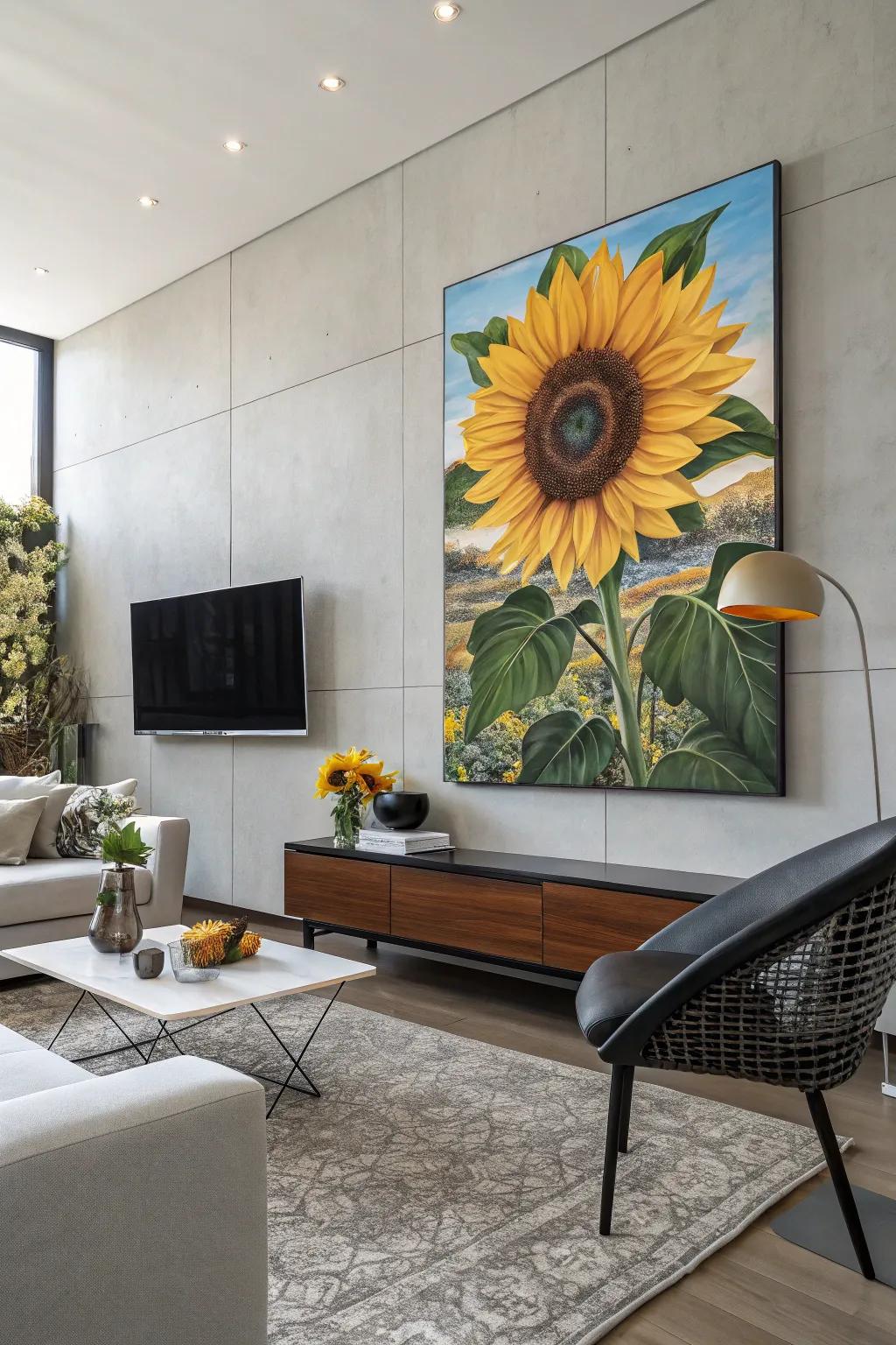 Sunflower wall art has the potential to act as a vibrant point of interest in any area.