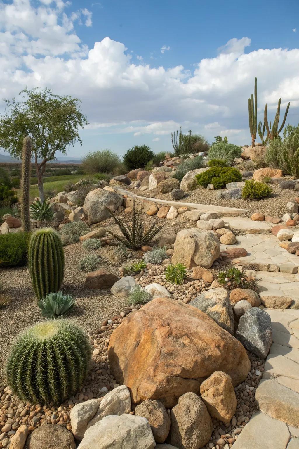A rock garden adds a nice shape and natural beauty to your yard.