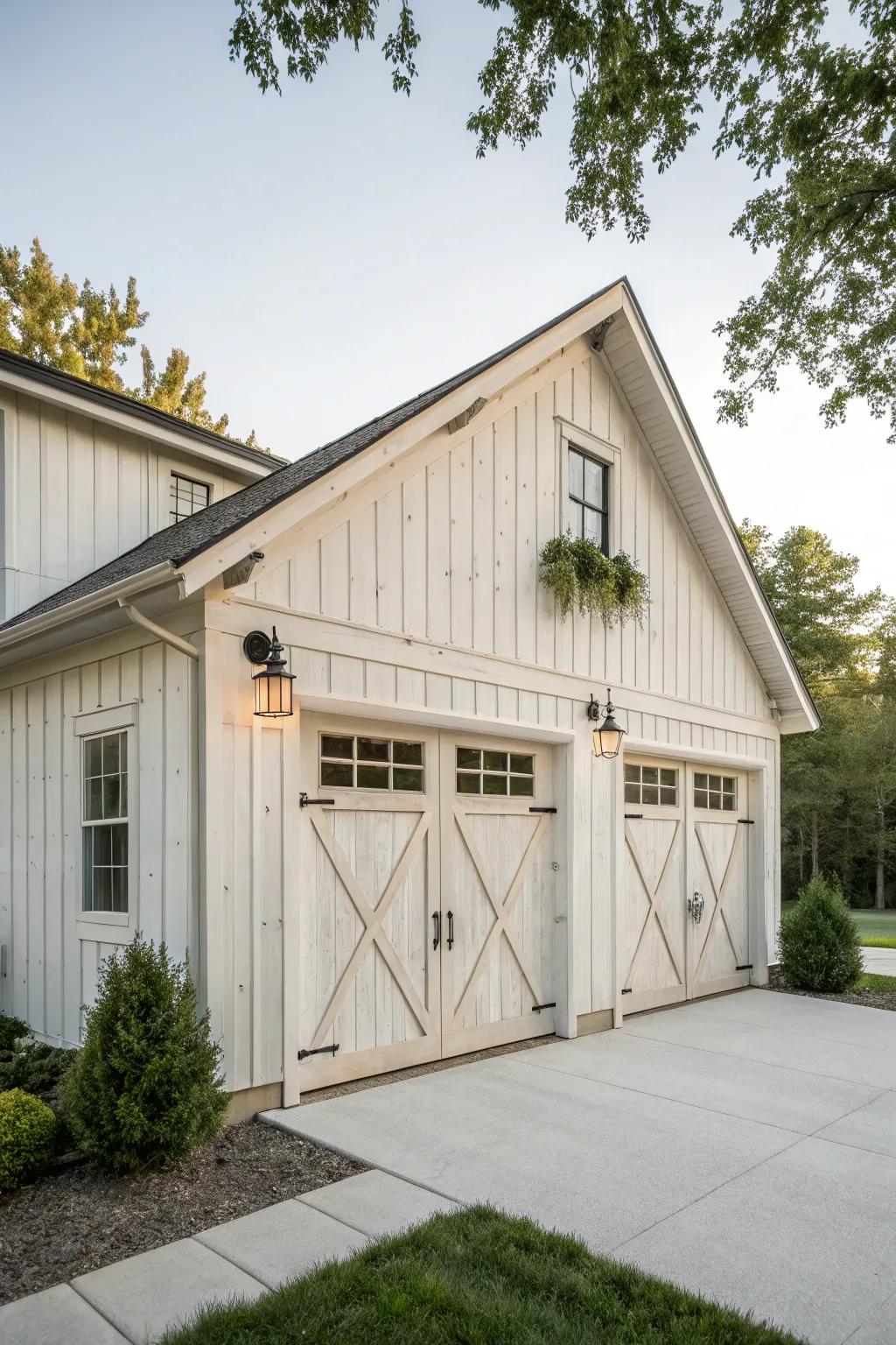 Farmhouse elegance enhanced with a modern touch, perfect for your detached garage.