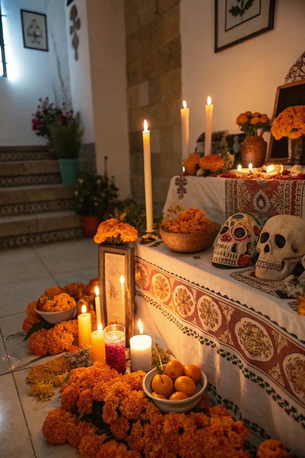 Luminaries illuminate the route for spirits returning to the altar.