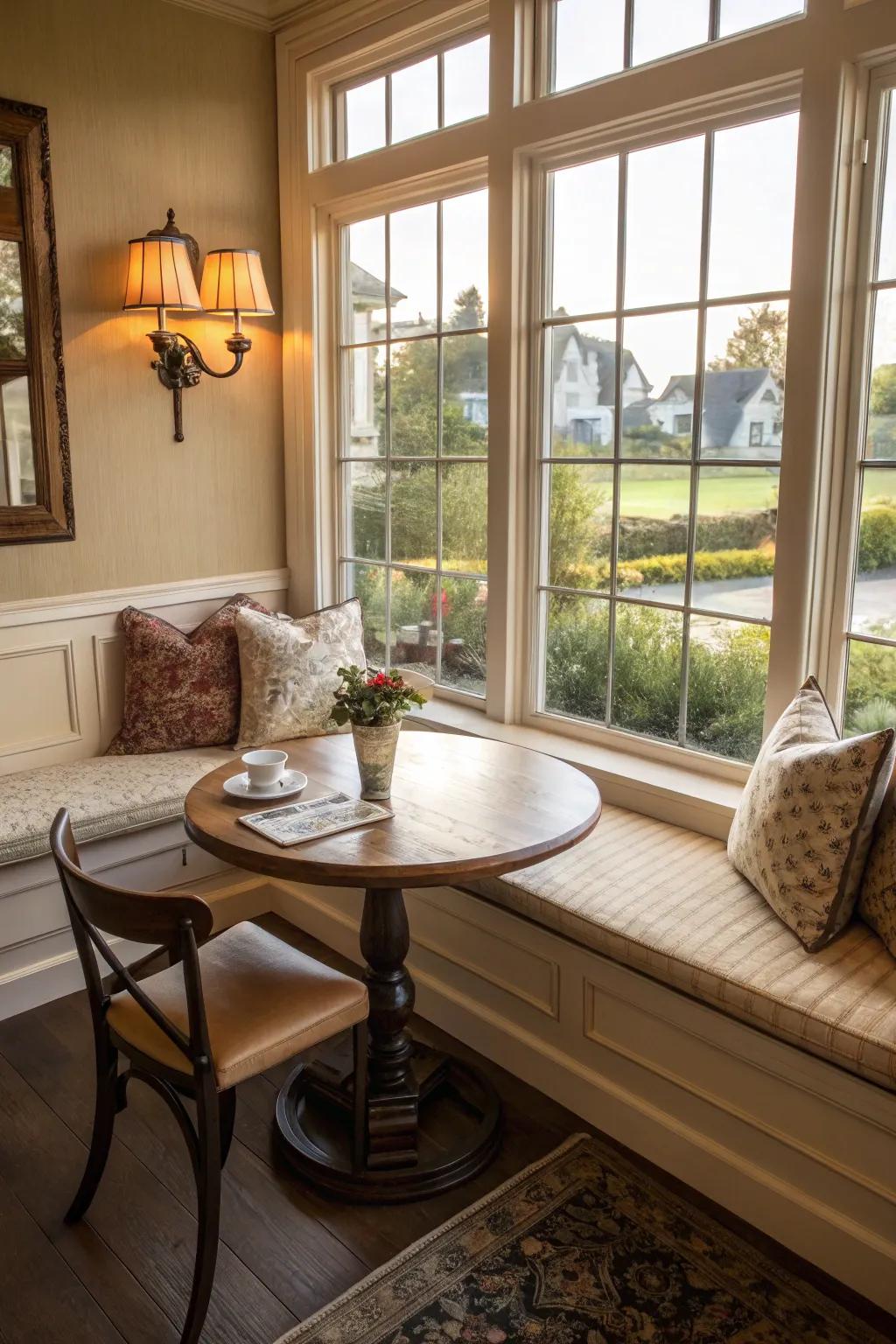 Make a warm corner so you can have cozy dining moments.