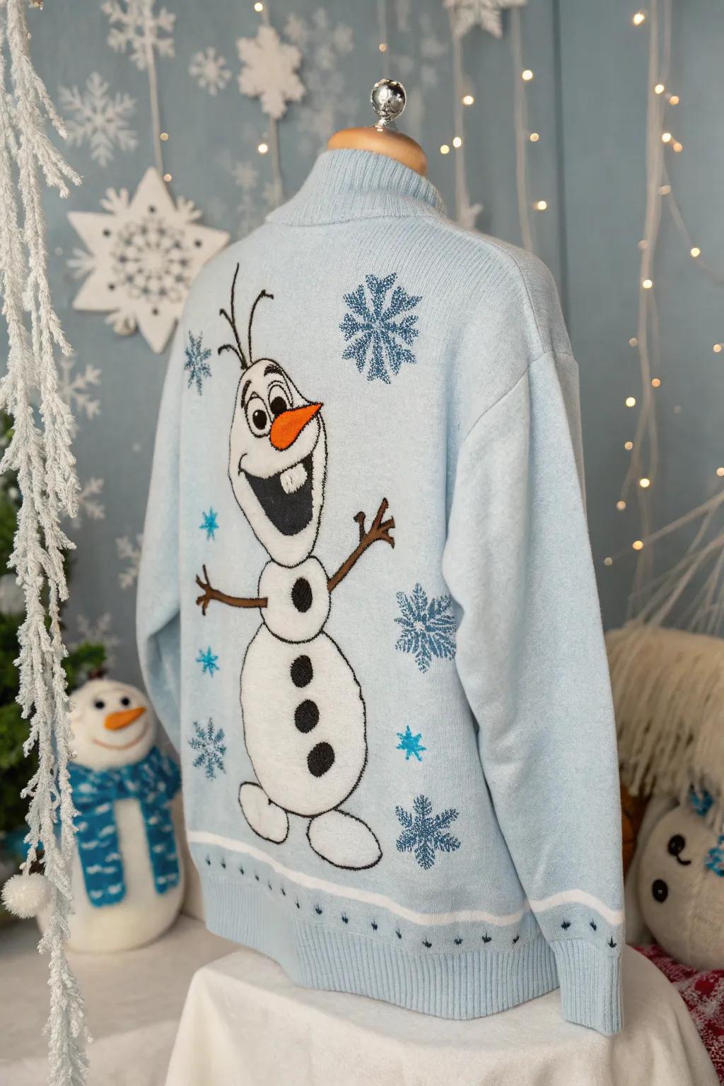 A fun interpretation of a snowman with a frosty surprise.
