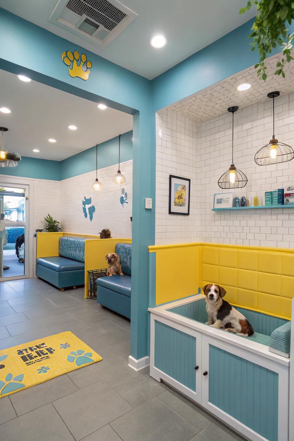 A soothing color scheme with blue and yellow hues.