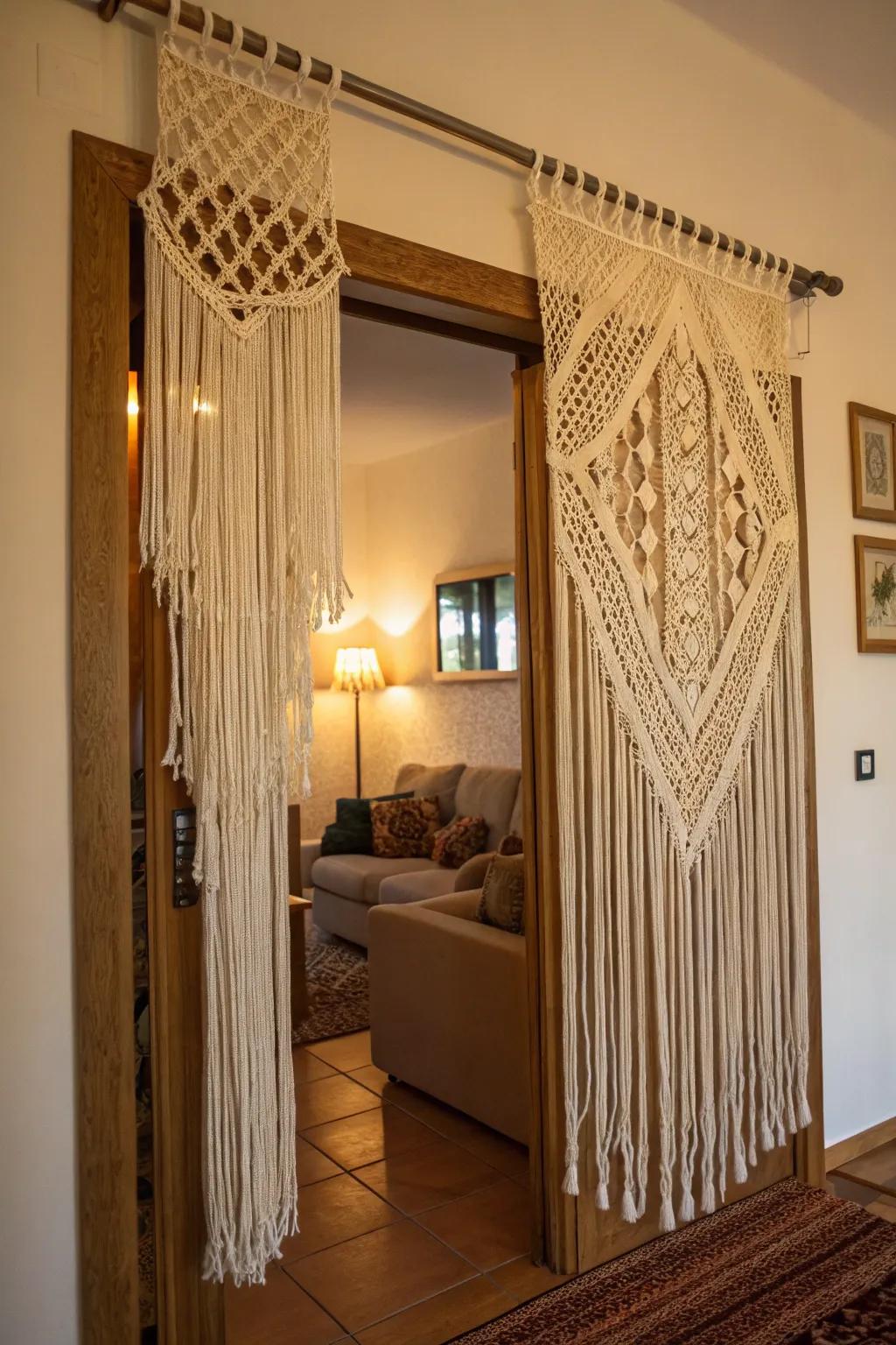 Macramé curtains infuse a creative vibe into any area.