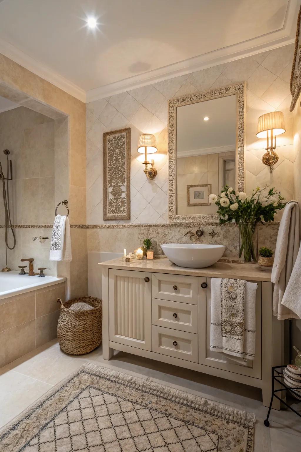 Neutral shades introduce sophistication and tranquility to your bathroom.