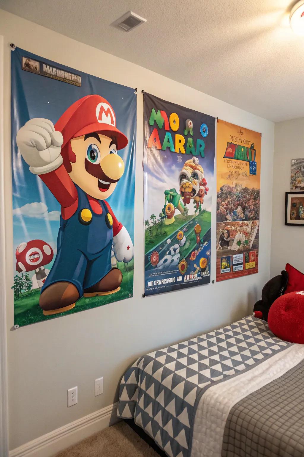 Themed mural artistry infuses personality into your gaming sanctuary.