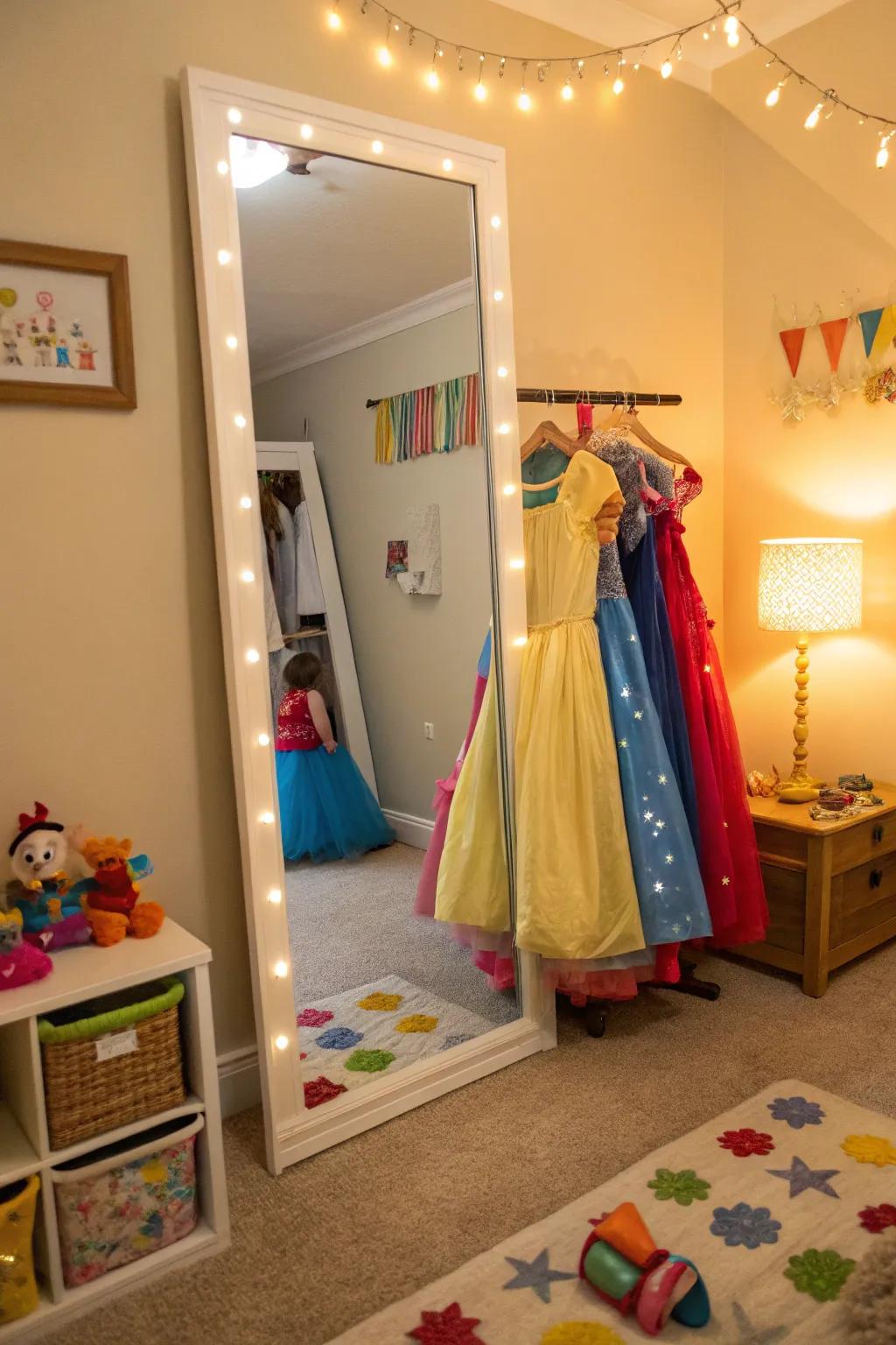 A head-to-toe mirror is the perfect addition to any dress-up corner.