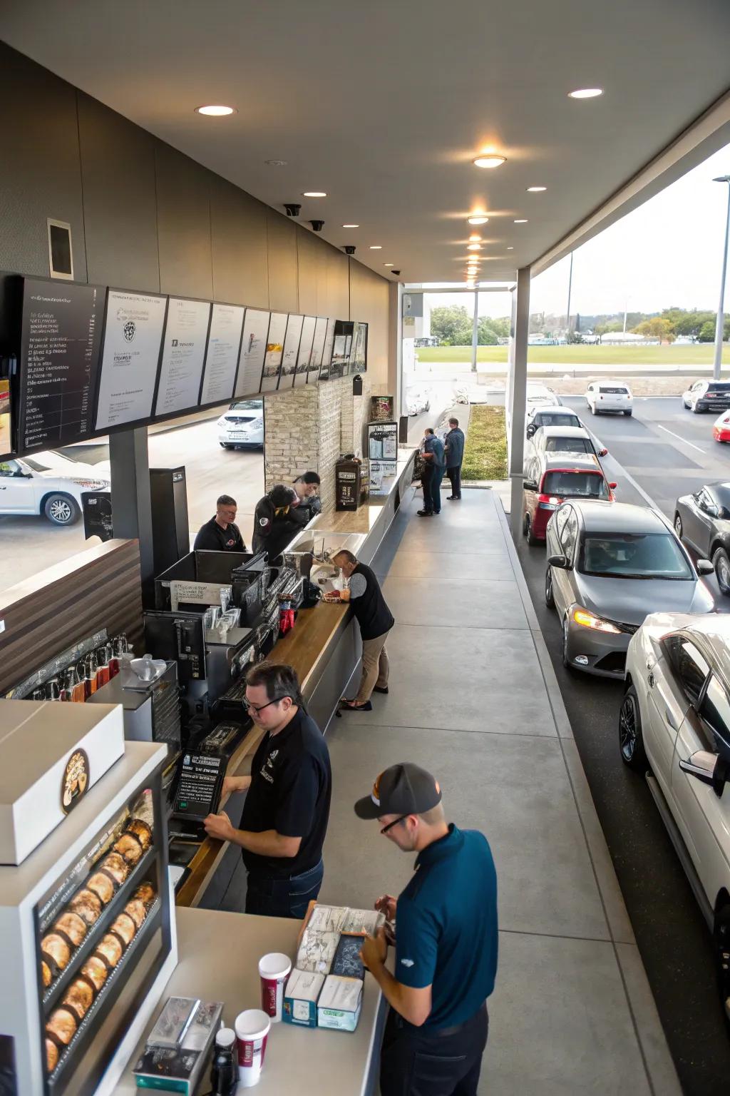 Compact drive-thru design with an effective utilization of space.