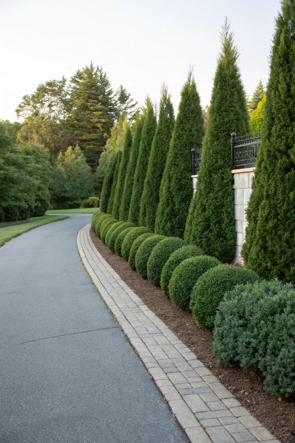 Carefully cut greenery creates a refined berm.