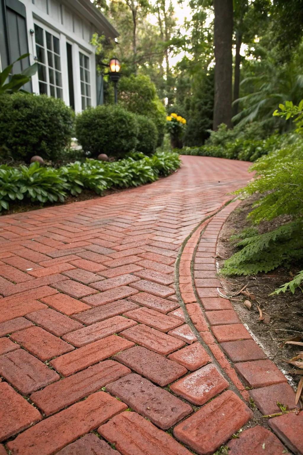 Brick walkways offer a traditional and inviting appeal.