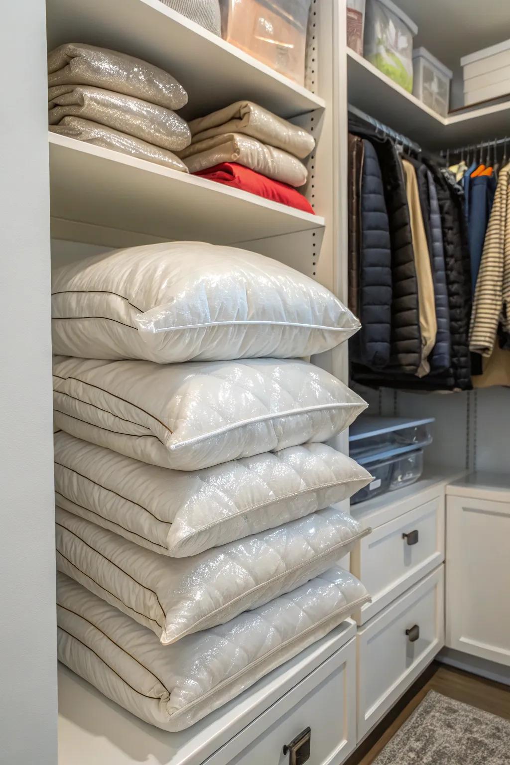 Air extraction pouches effectively maximize limited space.