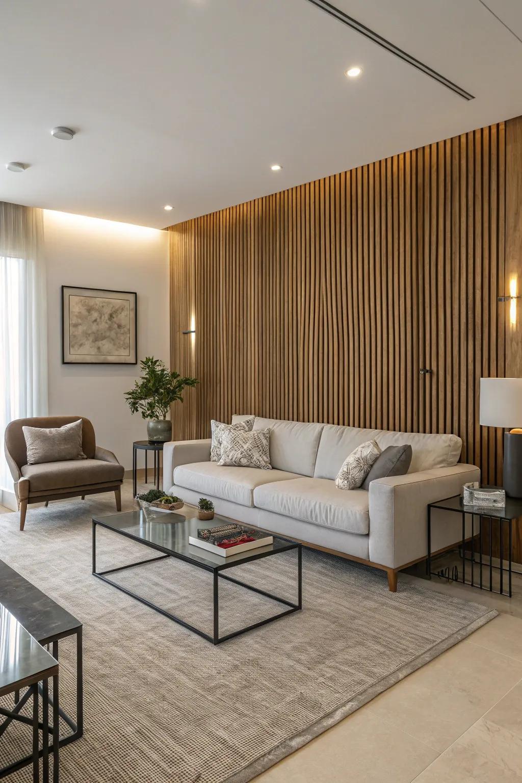 Wooden panels introduce a hint of natural elegance to any room.