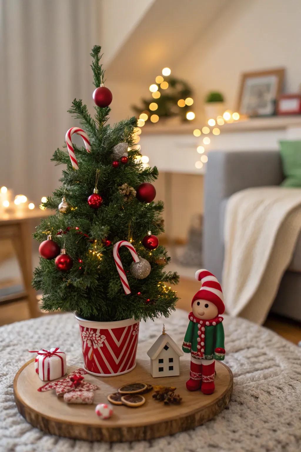 Transform any small area into a whimsical mini Christmas scene.