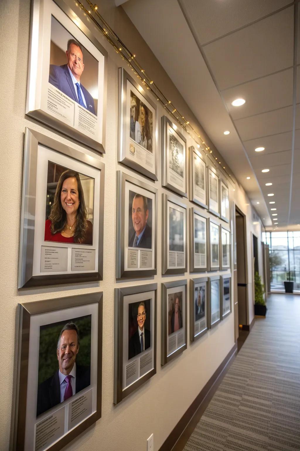 A photo display that emphasizes individual achievements with personalized elements.