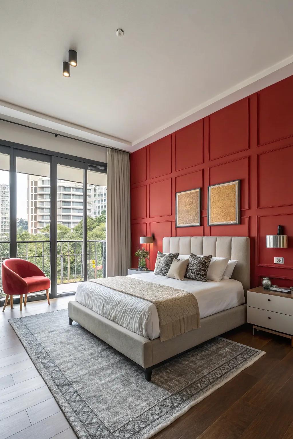 A prominent accent wall elevates the room's design.