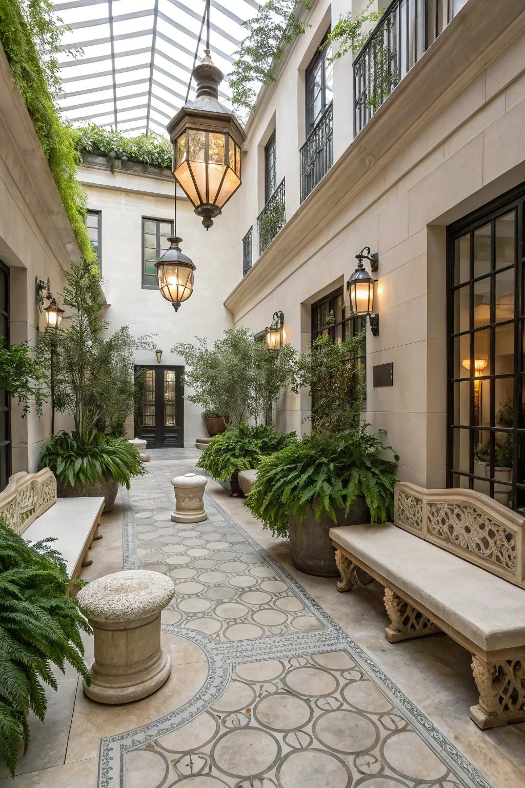 Elevate your courtyard with refined and robust rock paving.