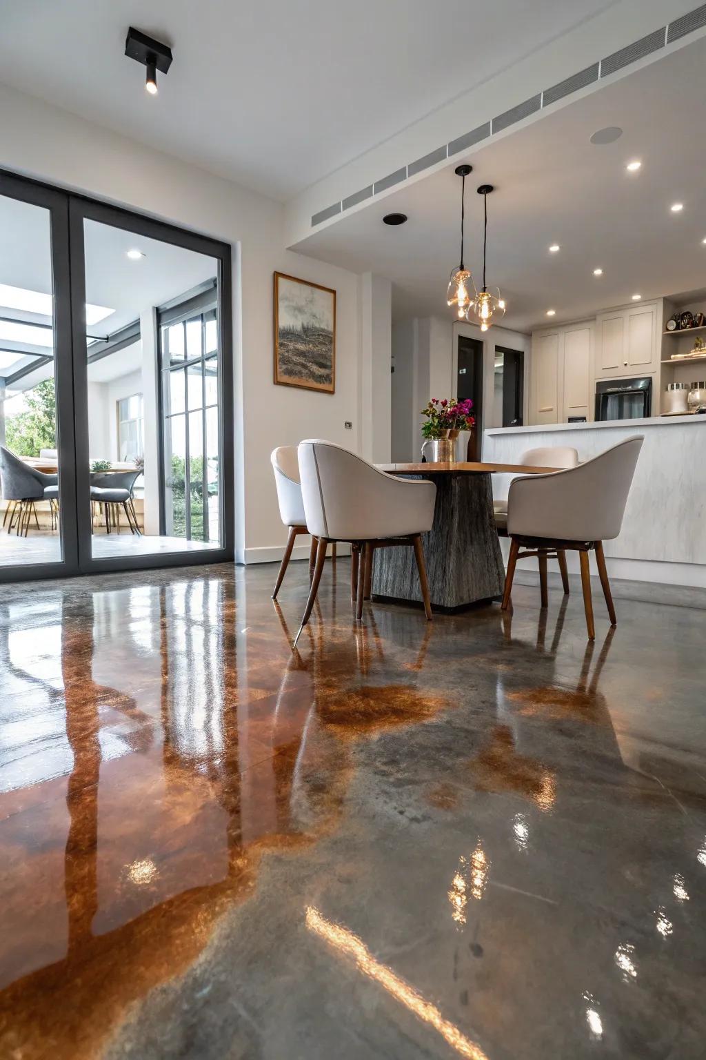 Add a hint of allure through the application of metallic epoxy floors that mesmerize.